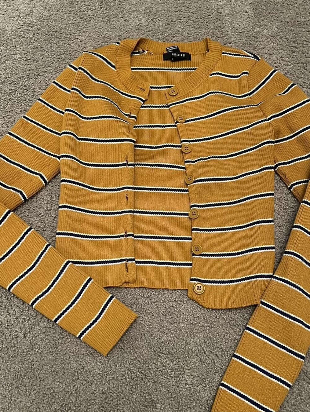 FOREVER 21 Yellow Cropped Cardigan Sweater